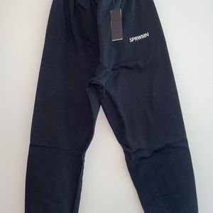 SPRWMN Black Cotton Logo Sweatpants